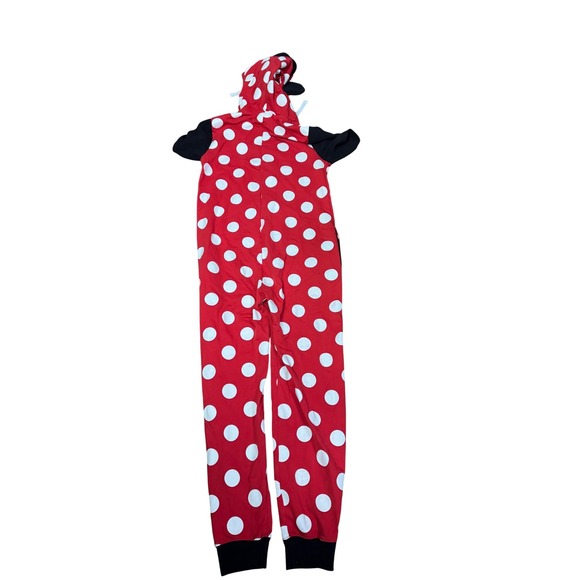 Disney Parks Minnie Mouse Polka Dot Jumpsuit XS Red Black Hooded Costume - Picture 2 of 6